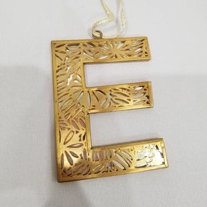 Anthropologie Gold Glass Brass Monogram Ornament E